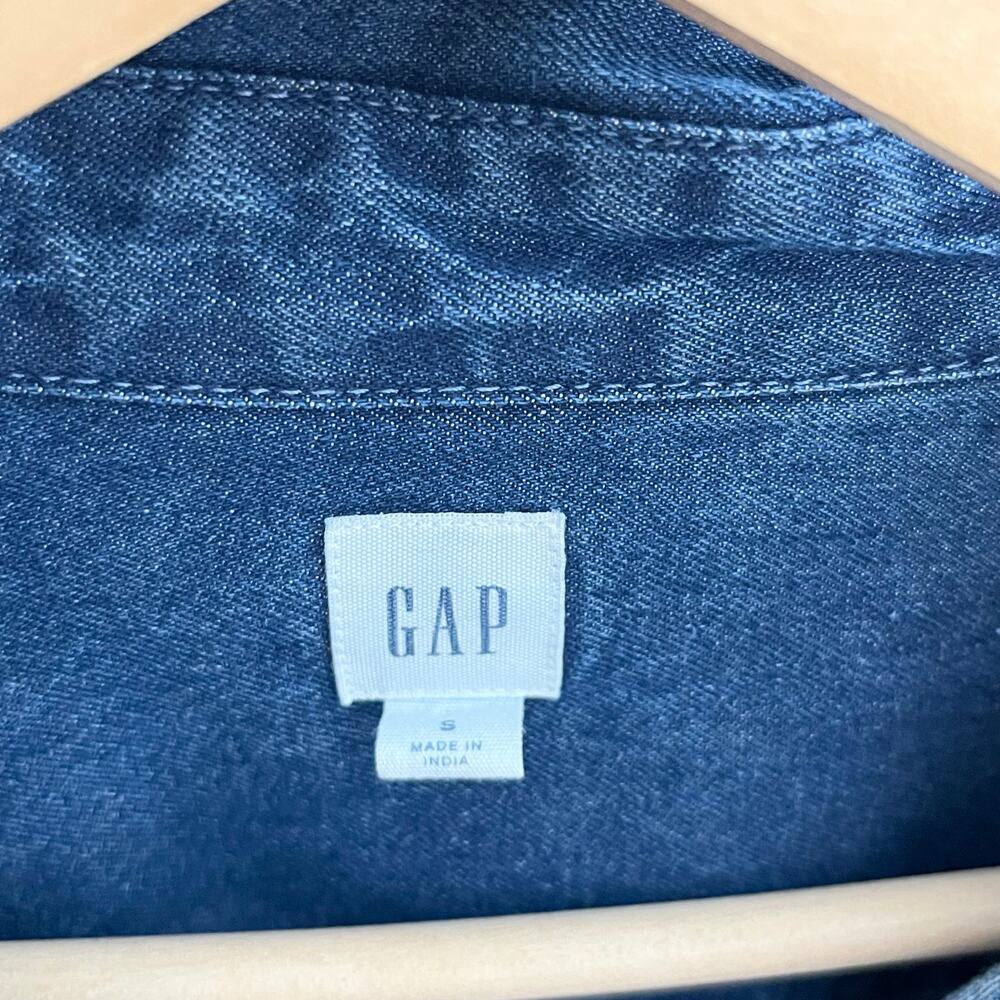 Gap Long Sleeve Poplin Peplum Top Womens Small Blue Cropped Ruffle Cotton 2025 - Picture 7 of 11